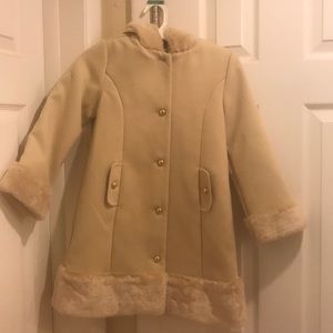 Girls faux fur trimmed coat